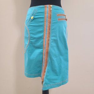 EUC  Vintage Turquoise Orange Assymetrical Streetwear JINBO Party Rave Skirt